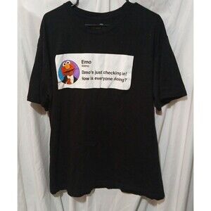 Sesame Street Elmo Size 2XL Black Adult T-Shirt